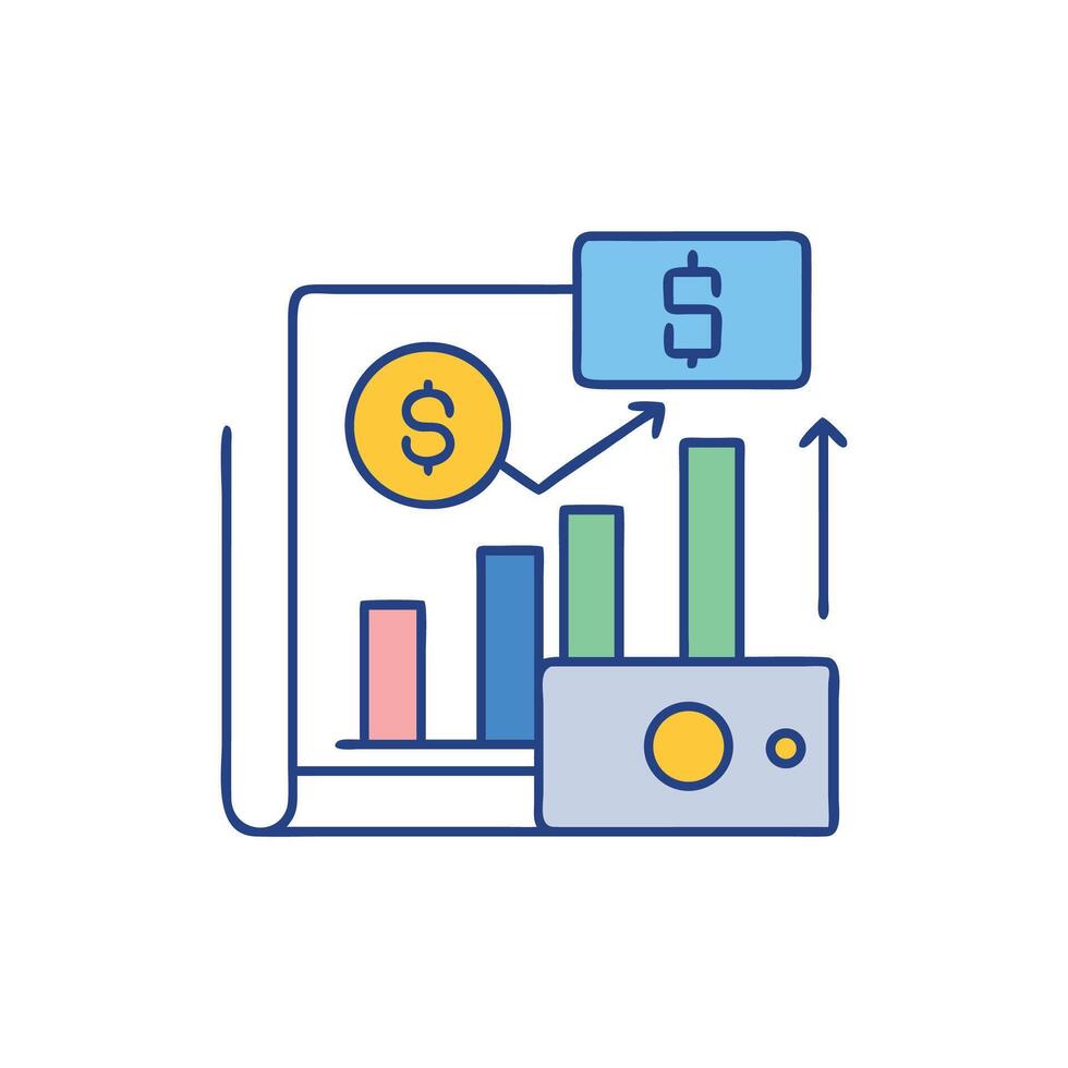 Financial Growth Chart, Investment Analysis and Data Visualization vector