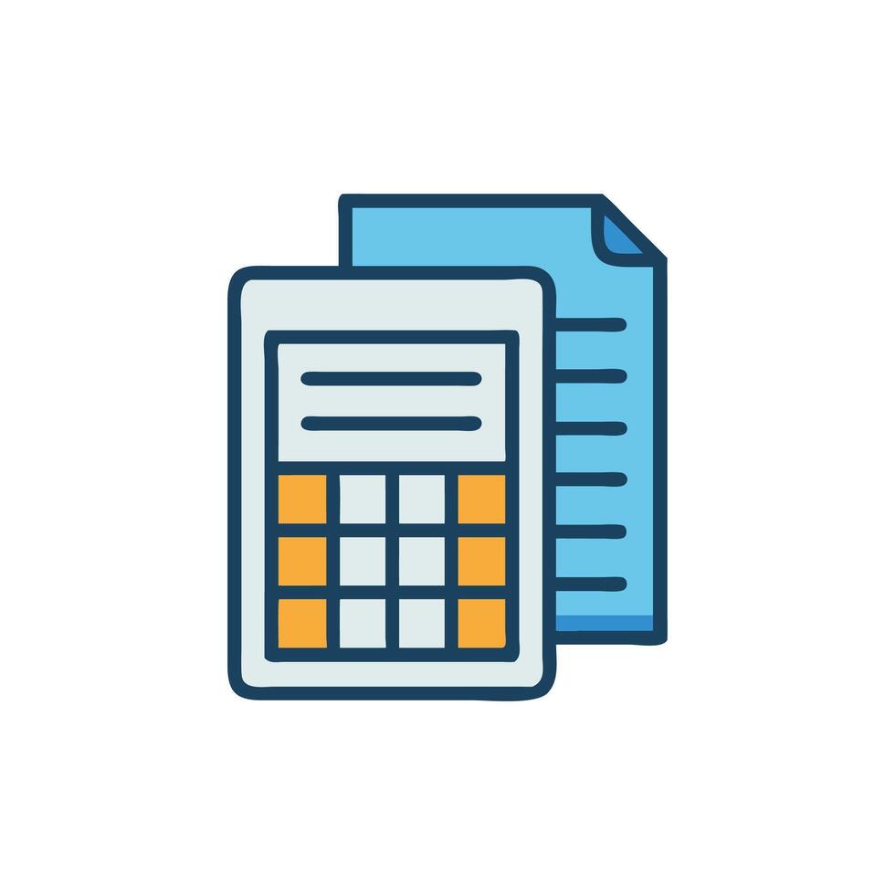 Calculator and Document Icon Illustration Isolated on Black vector