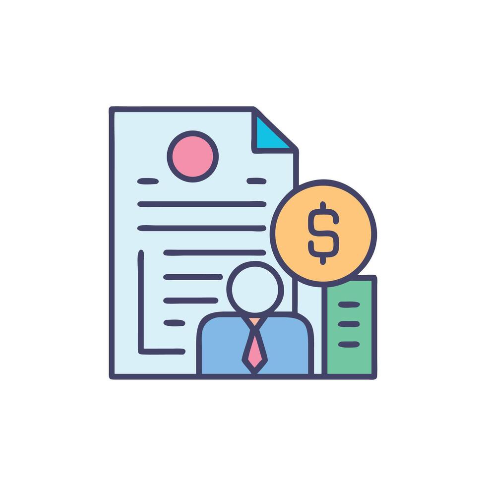 Financial Advisor Illustration with Document, Coin, and Person vector