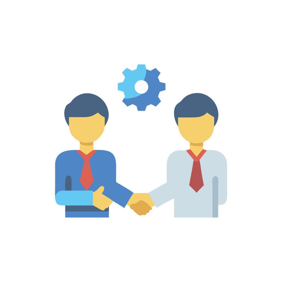 Business partnership shaking hands to create a successful deal vector