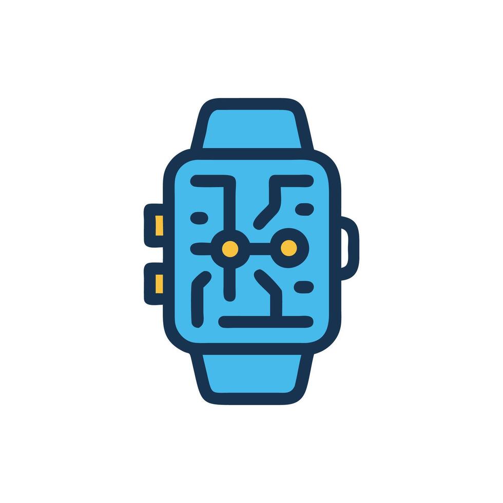 Smartwatch with Circuit Board Display on White Background vector