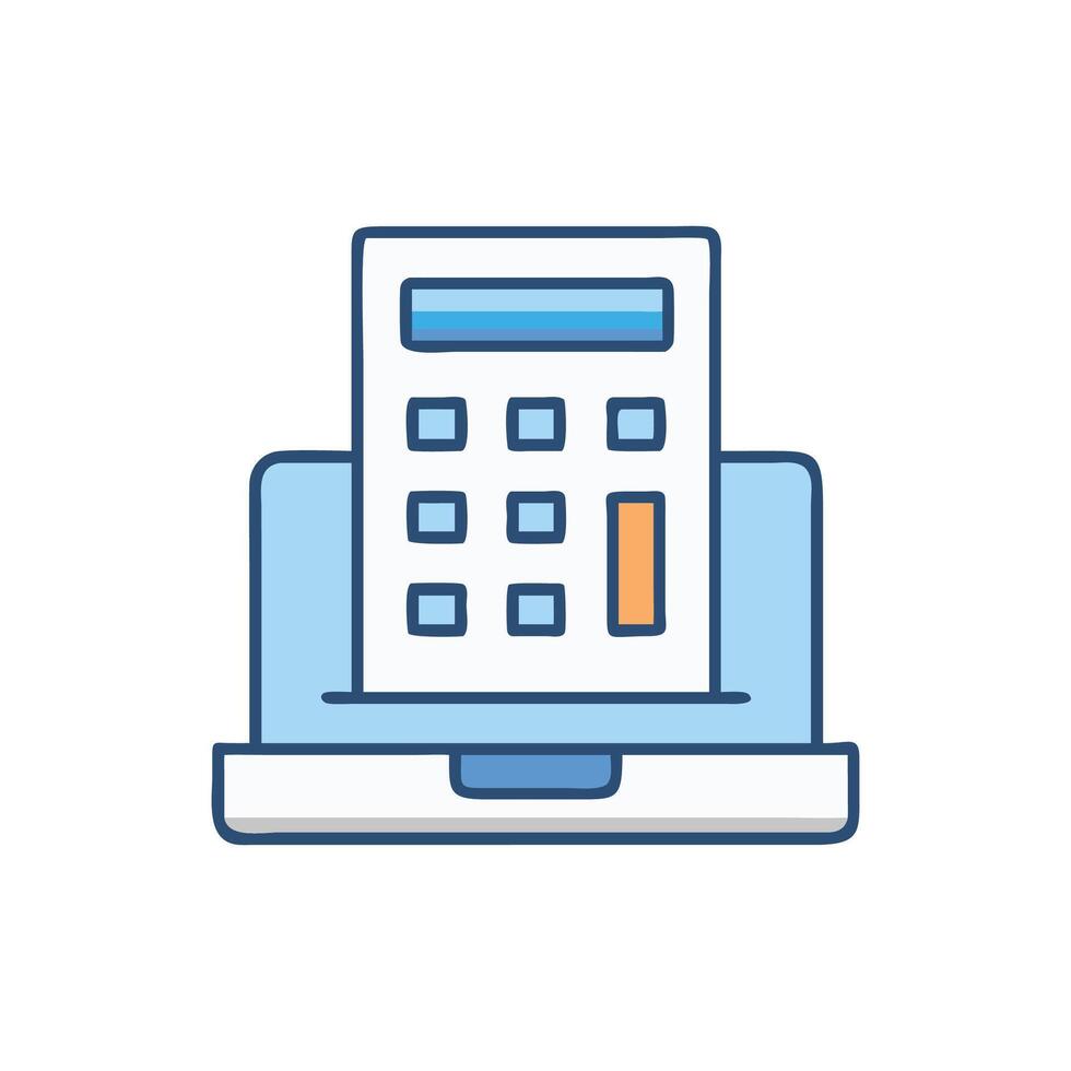 Calculator on Laptop Icon - Online Accounting Concept vector