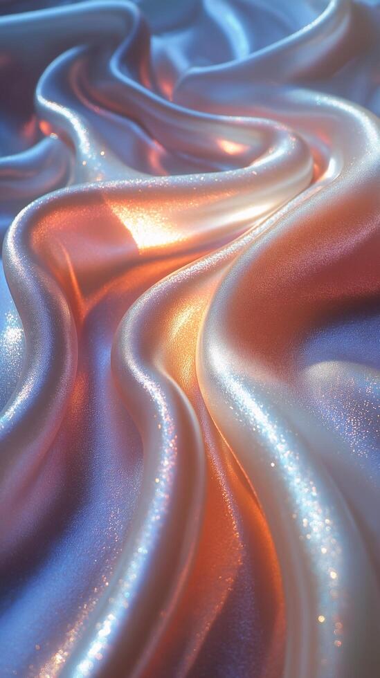 Shimmering Pastel Fabric Drape Elegant Soft Texture Luxurious Satin Glittering Swirls Abstract photo