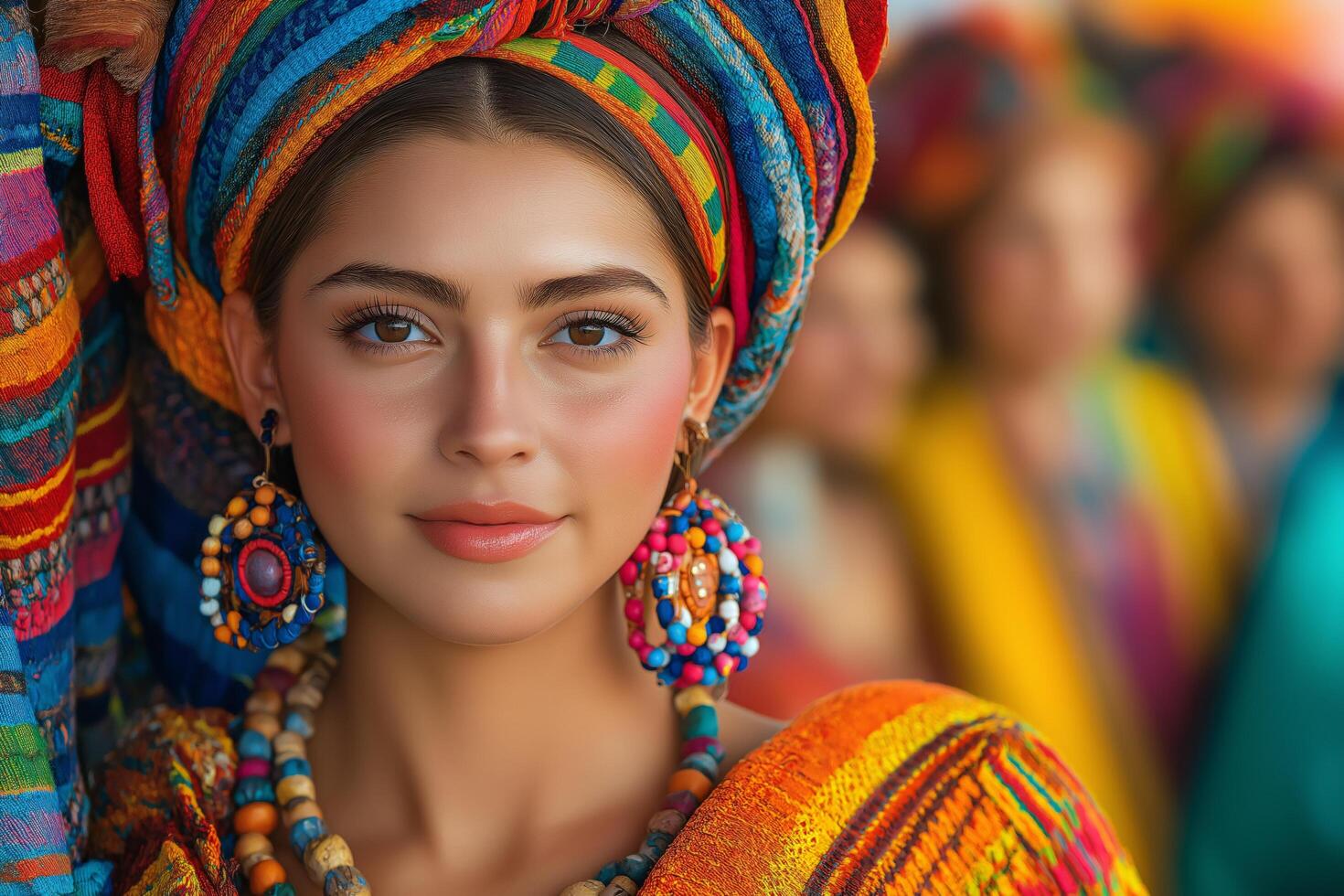 Woman in traditional Mexican attire for Hispanic Heritage Month photo