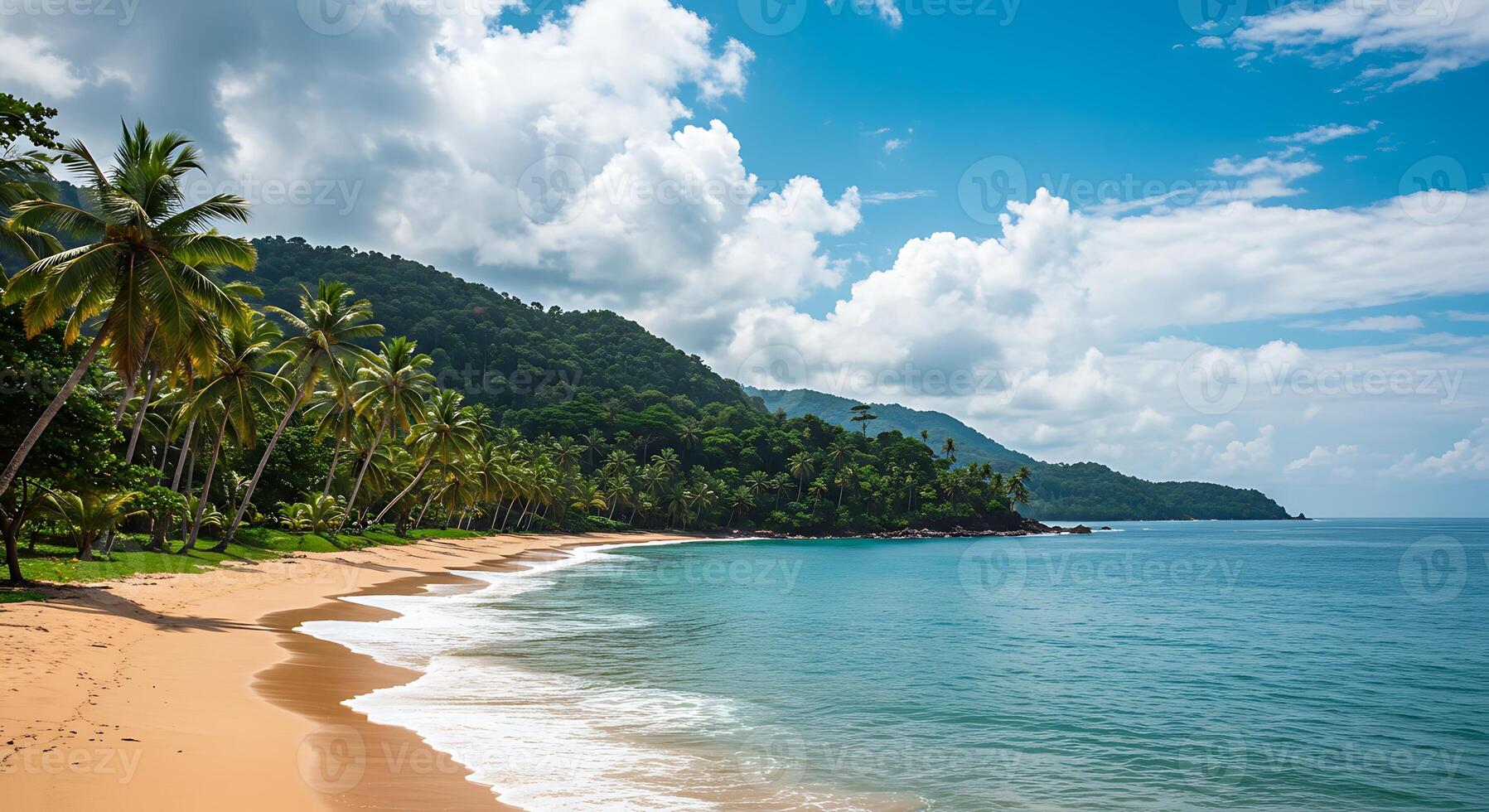 Dreamy Coastal Paradise with Turquoise Waters and Soft Sands photo