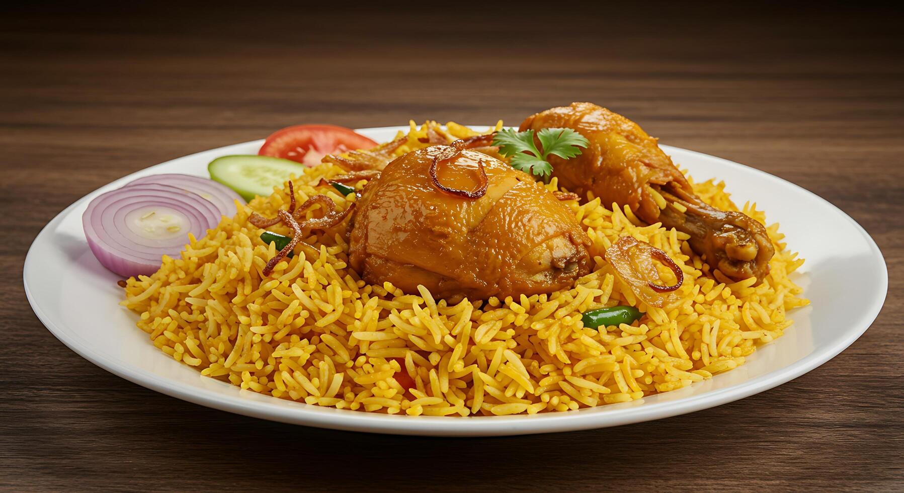 Tantalizing Chicken Biryani and Scenic View Behind the Plate photo