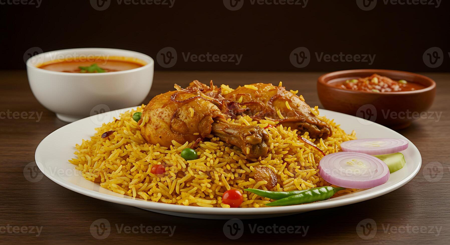 Crispy and Juicy Chicken Biryani in a Natural Setting photo