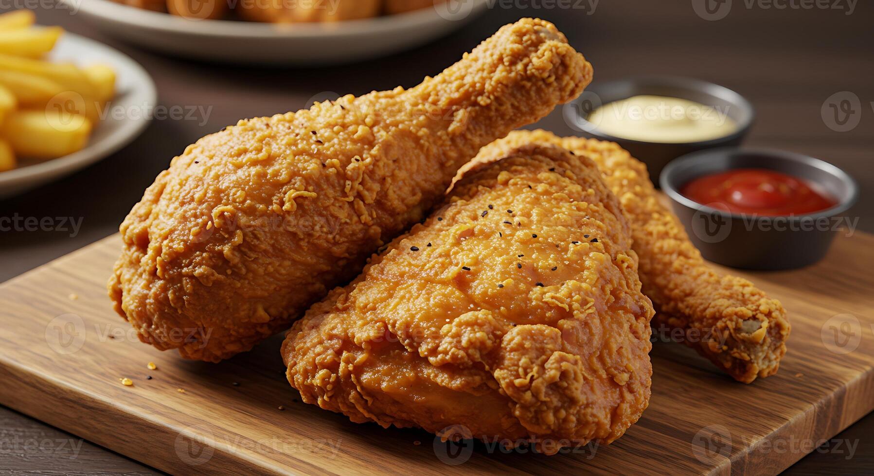 Natural Light Food Photography of Golden Fried Chicken photo