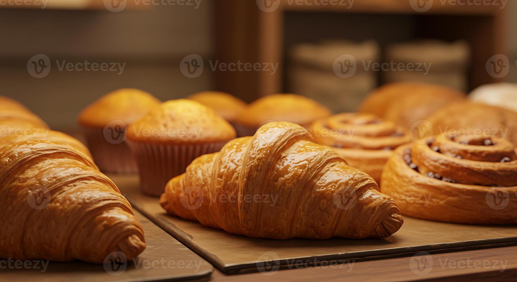 Soft Light and Warm Bread in Inviting Bakery Scene photo