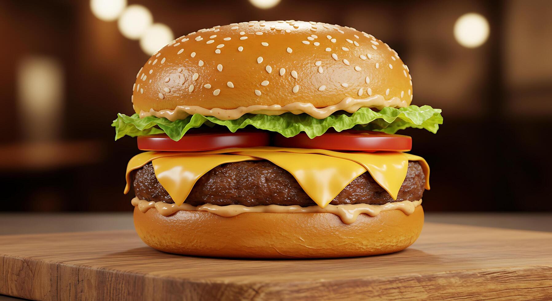 Delicious Burger Plated to Perfection in a Luxurious Restaurant photo