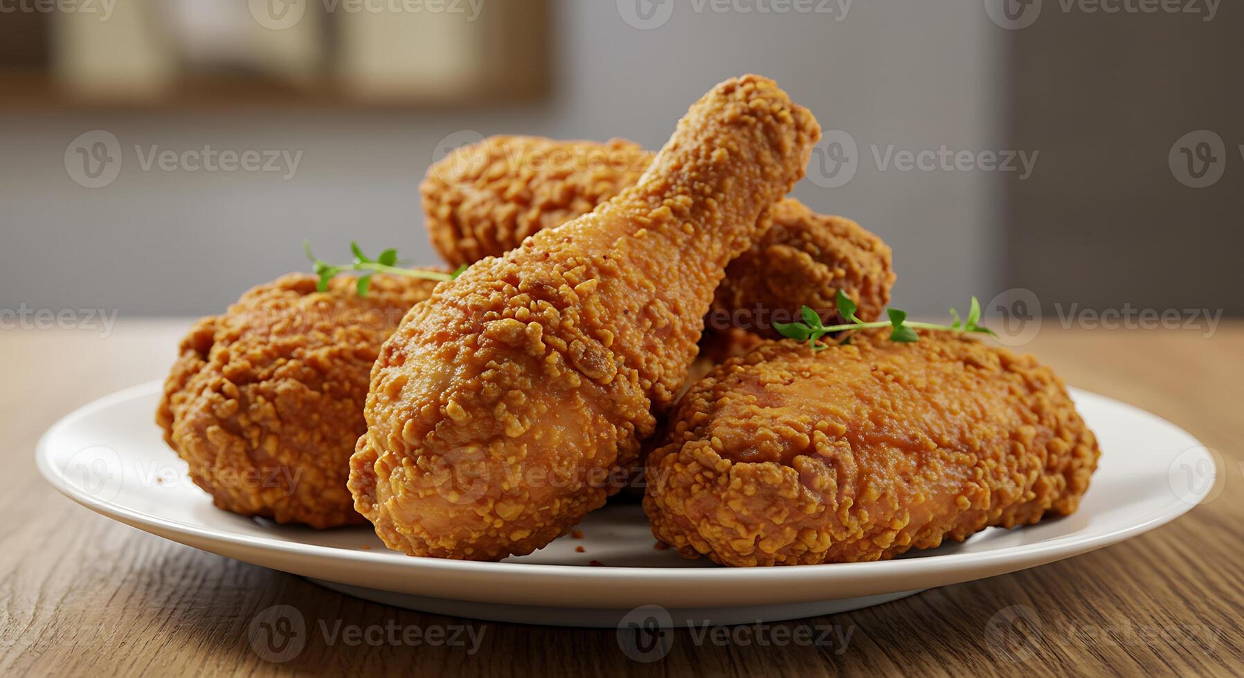 Crispy Fried Chicken in Warm Natural Light, Food Styling photo