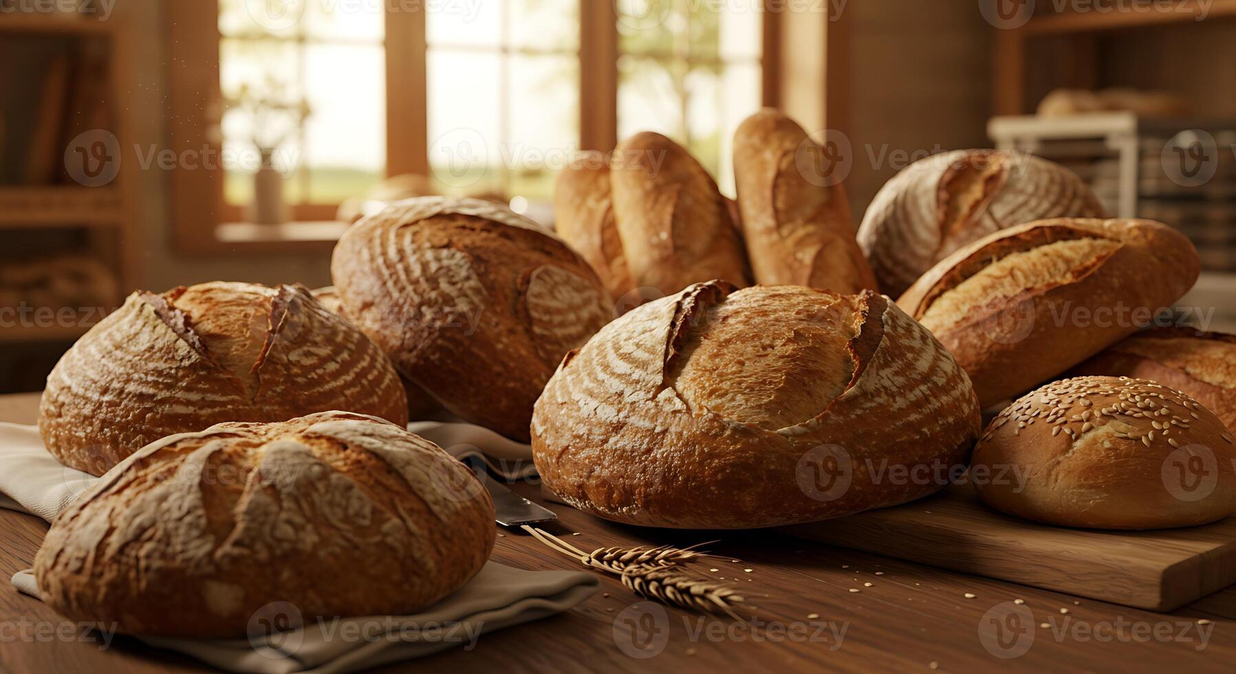 Artisan Bread Styled with Beautiful, Warm Natural Lighting photo