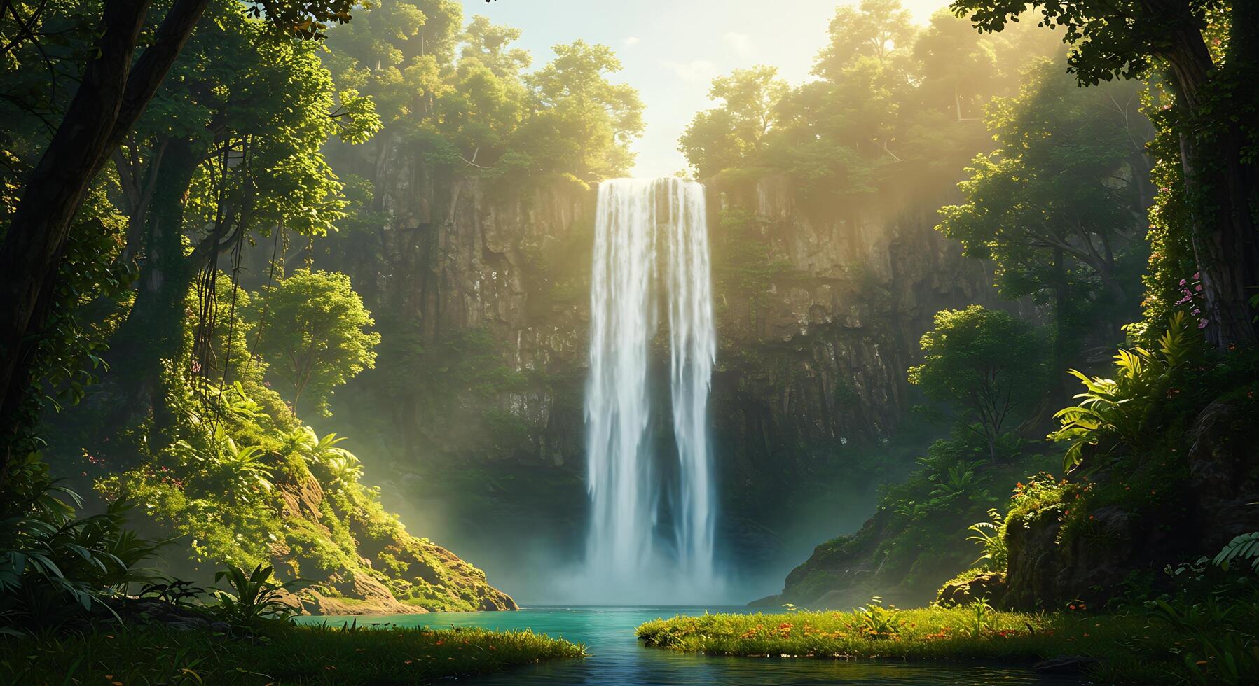 Peaceful River Scene with True-to-Life Detail and Lighting photo