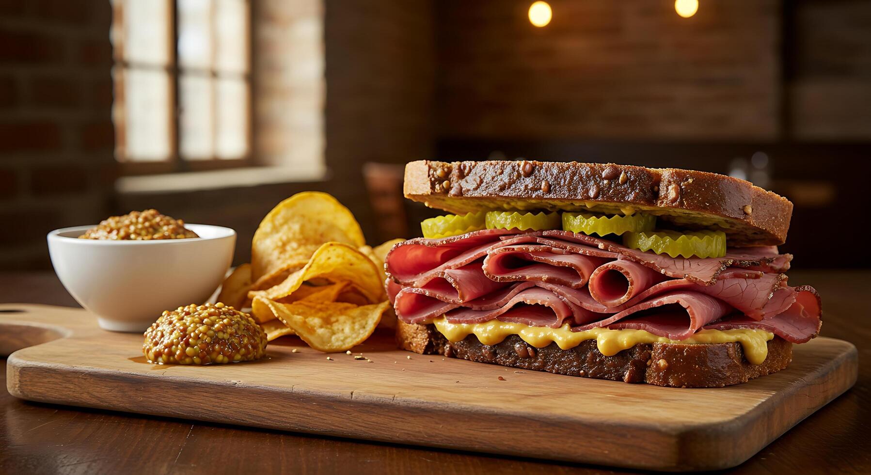 Realistic Sandwich Image in Elegant Culinary Presentation Style photo