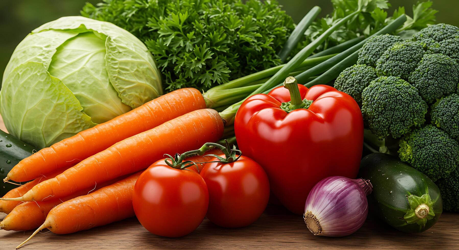 Bright and Crisp Vegetables Piled in a Rustic Kitchen photo