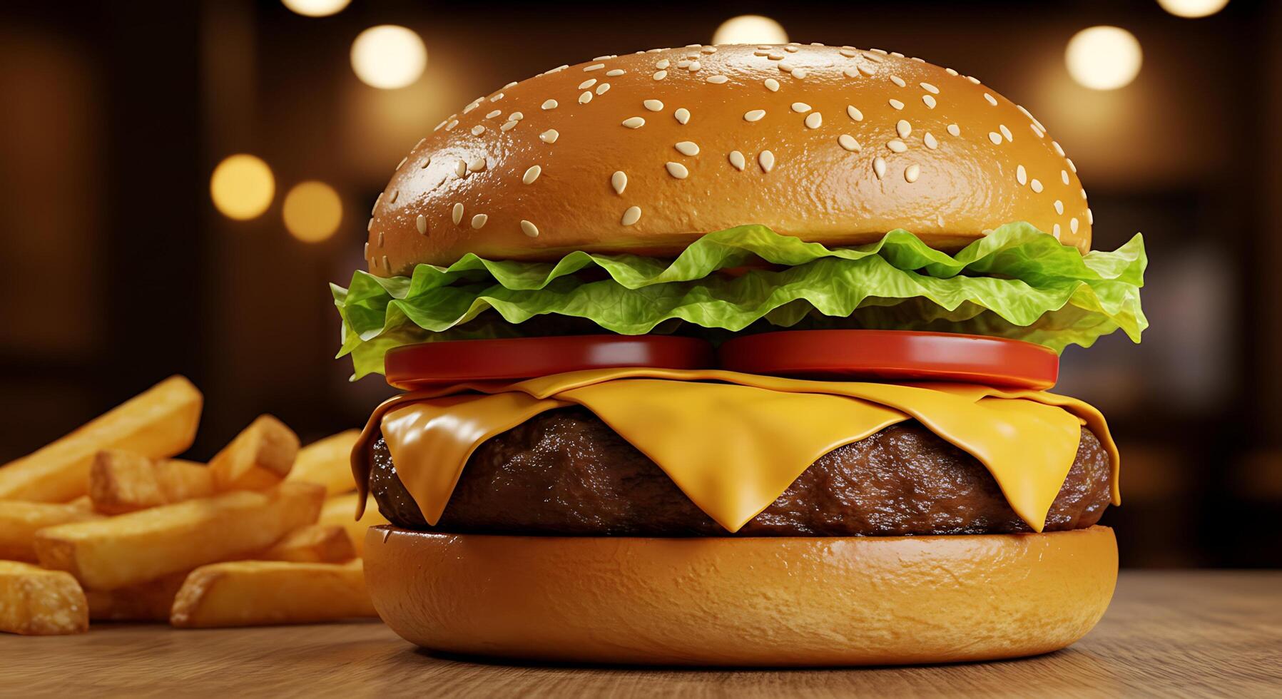 Classic Beef Burger Styled Beautifully for Restaurant Presentation photo