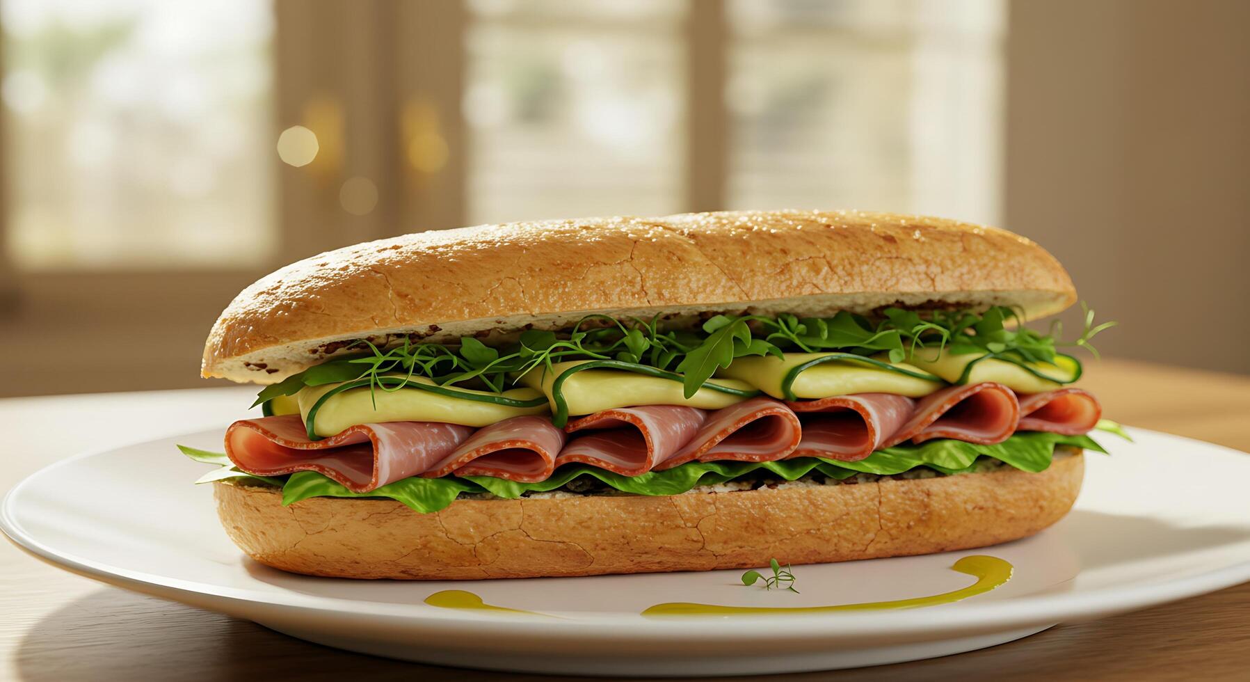 Ultra Sharp Image of Artisan Sandwich with Elegant Plating photo