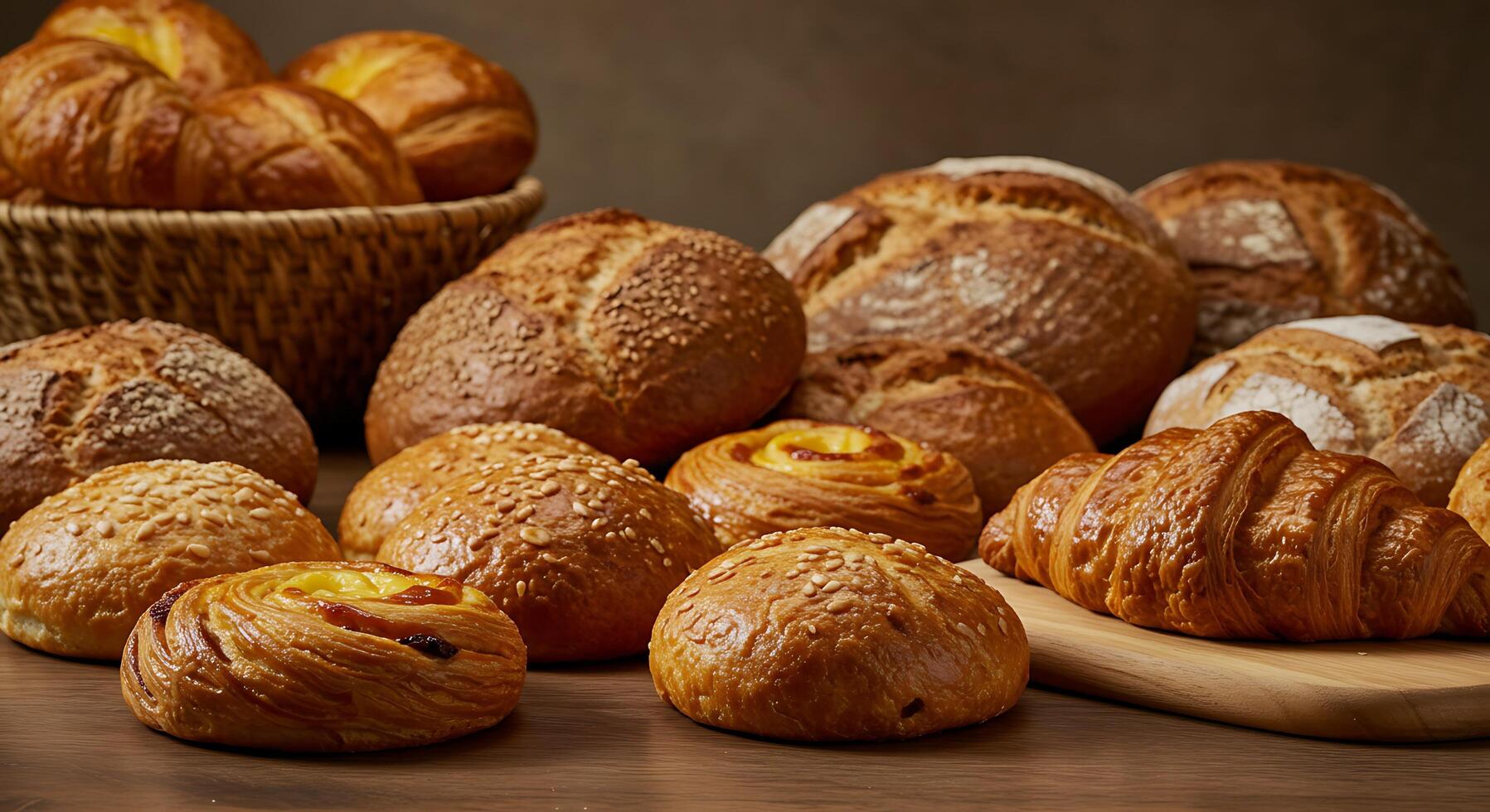 Inviting Bakery Table Overflowing with Freshly Made Treats photo