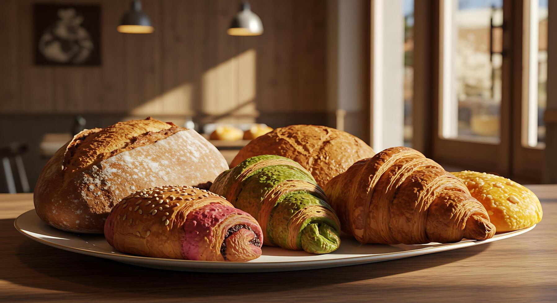 Bakery Goodness Overflowing in a Warm Rustic Scene photo
