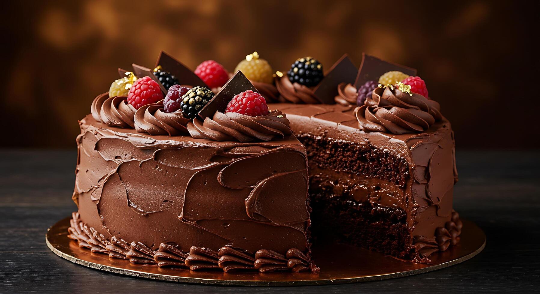 High-Resolution Photo of Cake with Lush Fruit Toppings