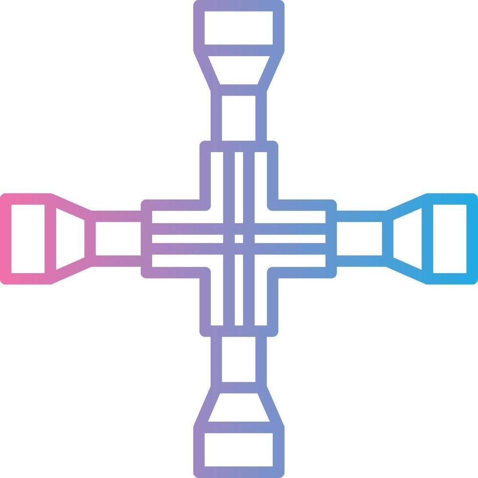 Cross Wrench Outlined Frame Object vector