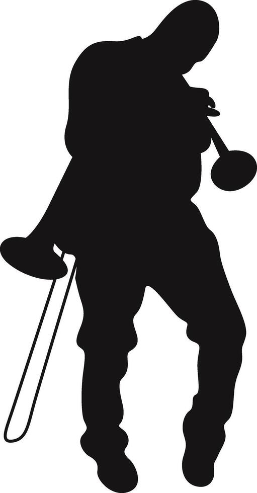 Silhouette of a Man Jazz Musician Playing Trumpet. vector