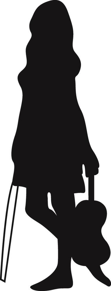 Silhouette of Woman Jazz Musician Playing Biola vector