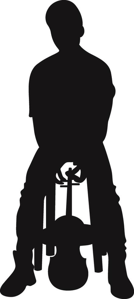 Silhouette of Male Jazz Musician Playing Biola. vector