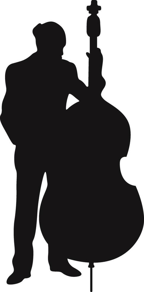 Male Jazz Musician Playing Upright Bass. vector