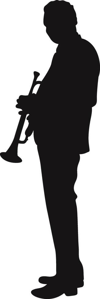 Silhouette of Man Jazz Musician Playing Trumpet vector