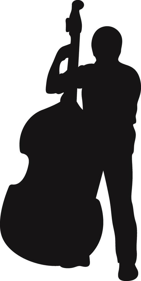 Men Jazz Musician Playing Upright Bass. vector