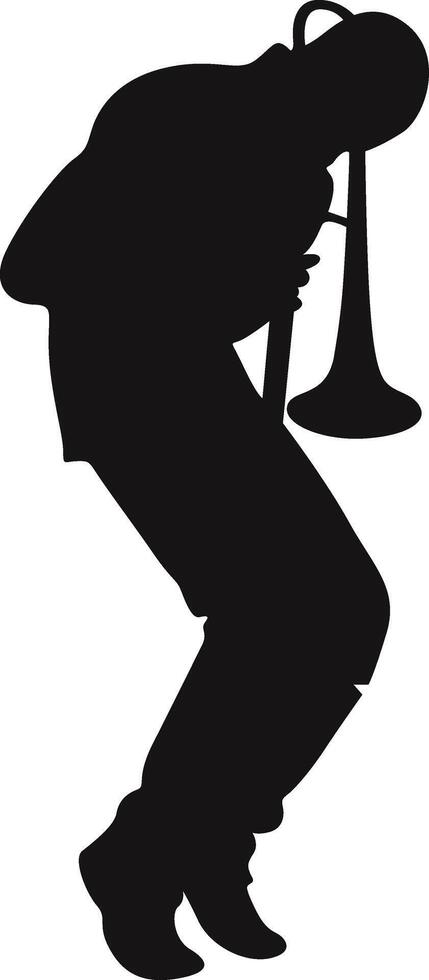 Silhouette of Man Jazz Musician Playing Trumpet on White Background vector