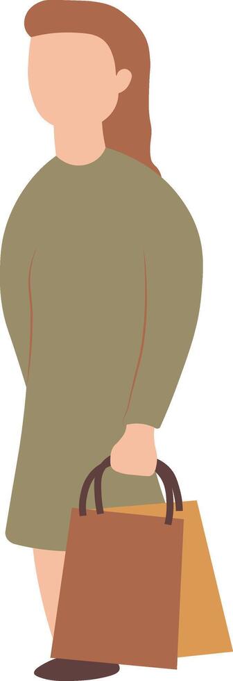 Woman Carrying Shopping Bag Illustration in Flat Design. vector