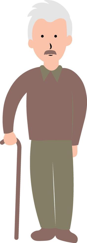 Old Man Character in Cartoon Design. vector