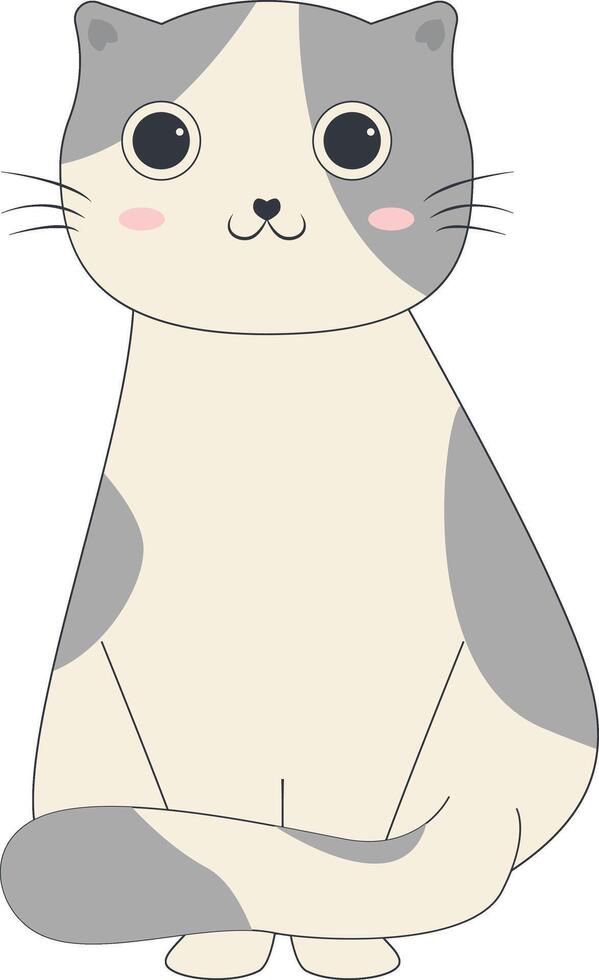 Cute Cartoon Cat Illustration Isolated on White Background. vector