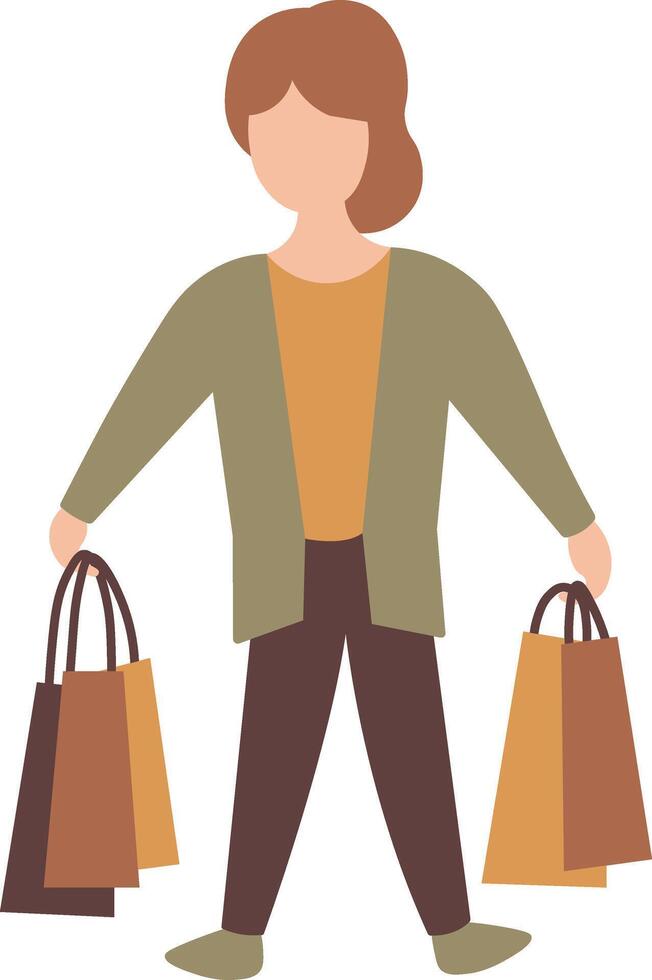 Woman Carrying Shopping Bag Illustration in Cartoon Design vector