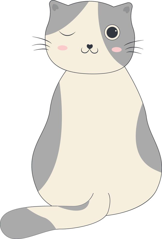 Cute Cartoon Cat Illustration with Cartoon Design. vector