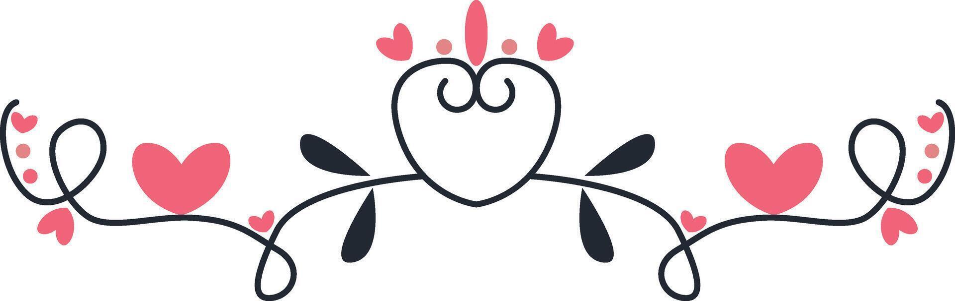 Romantic Divider Element in Cartoon Design, vector