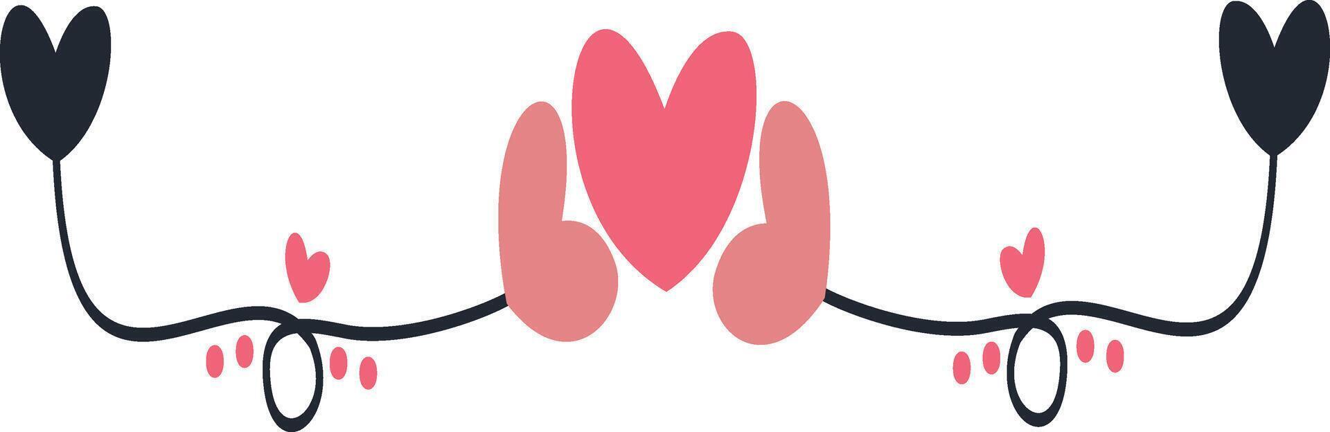 Romantic Divider Element in Cartoon Design. vector
