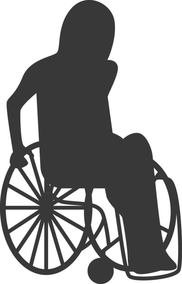 Silhouette of Disabled Person in a Wheelchair. vector