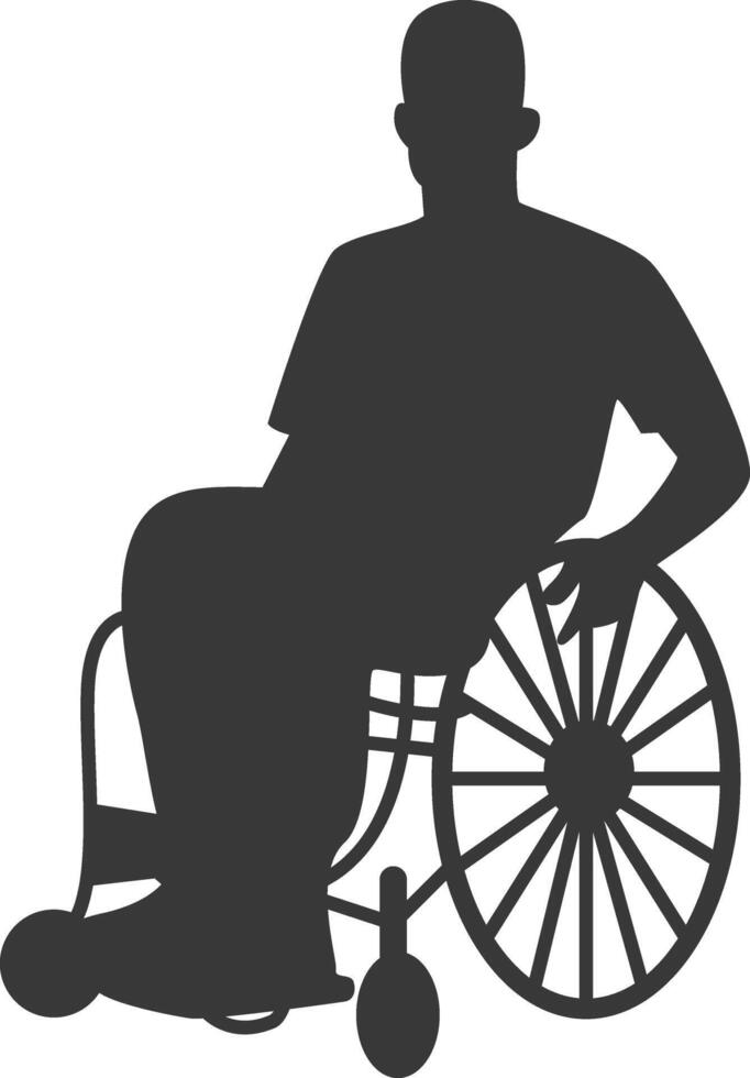 Silhouette of Disabled Person in Wheelchair. vector