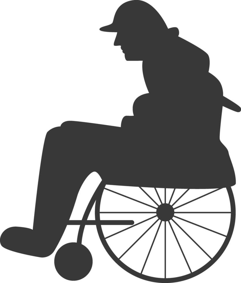 Silhouette of Disabled Person in Wheelchair vector