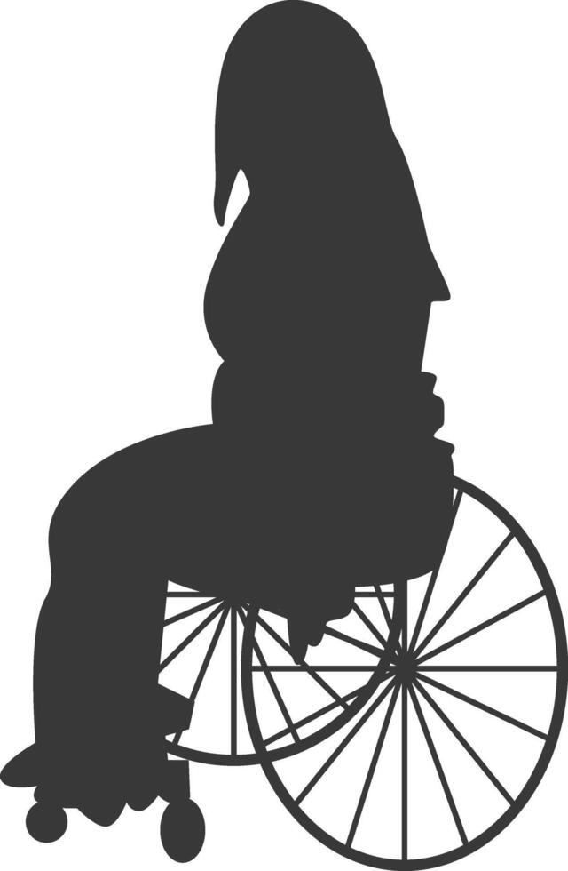 Silhouette of Disabled Person in a Wheelchair. on White Background. vector