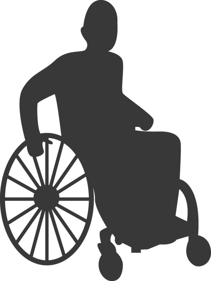 Silhouette of Disabled Person in a Wheelchair. Isolated on White Background. vector