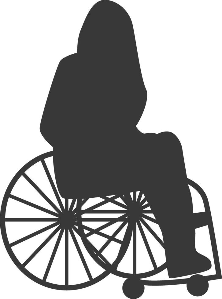 Silhouette of Disabled Person in Wheelchair, vector
