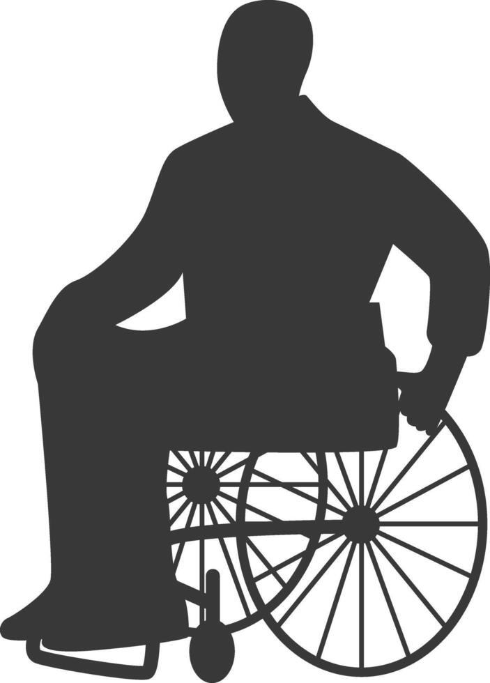 Silhouette of Disabled Person in Wheelchair Isolated on White Background, vector