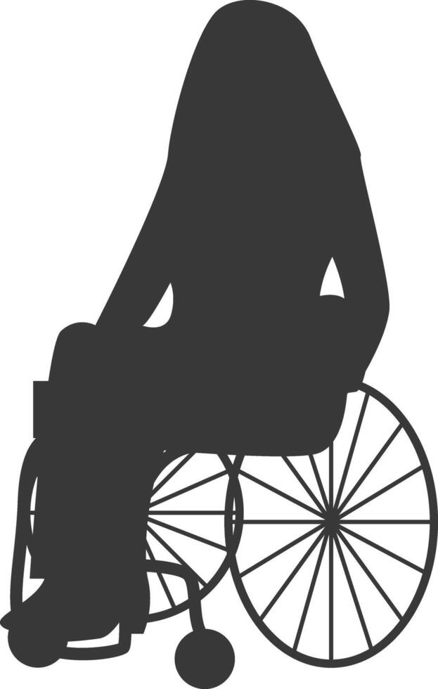 Silhouette of Disabled Person in Wheelchair Isolated on White Background. vector
