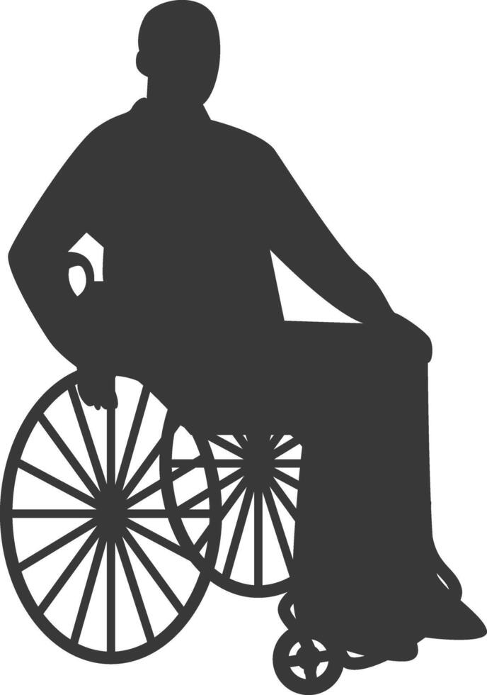 Silhouette of Disabled Person in Wheelchair Isolated on White Background vector