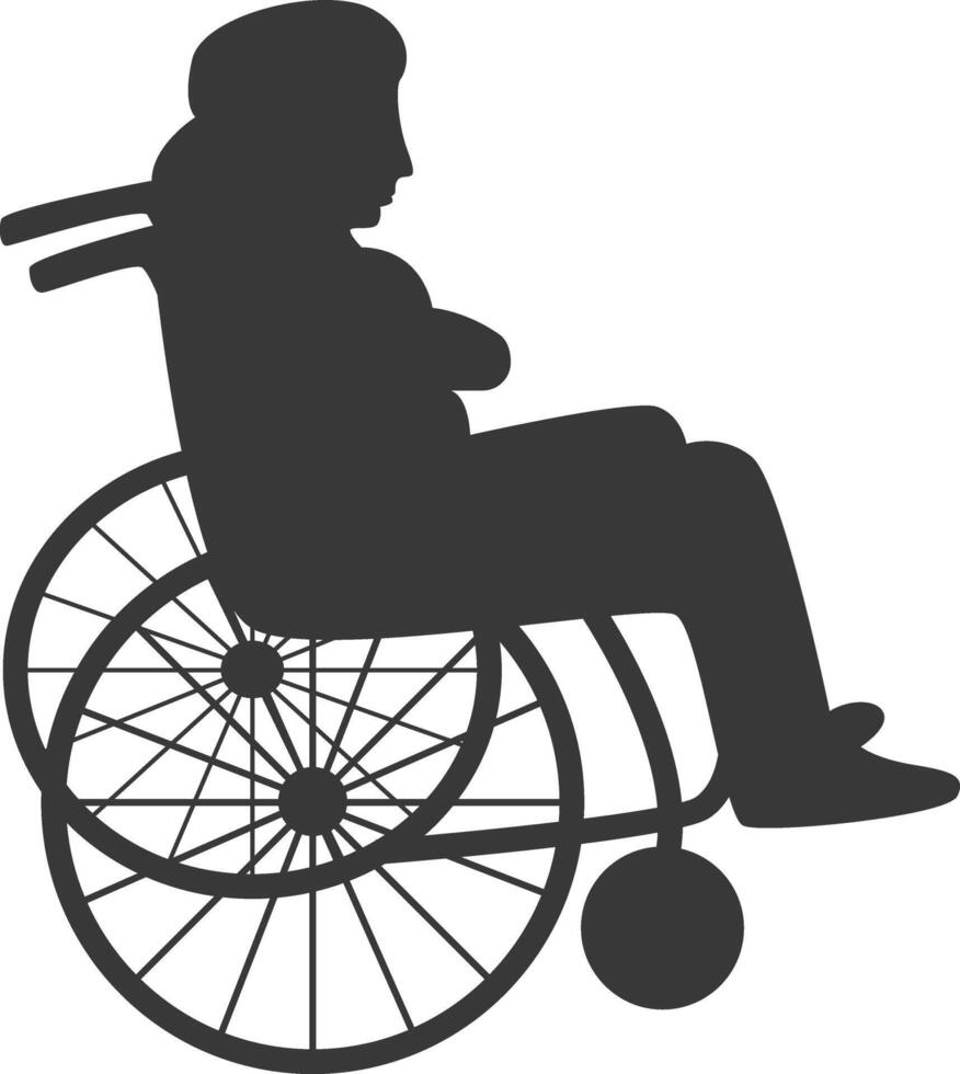Silhouette of Disabled Person in Wheelchair, with Flat Design vector
