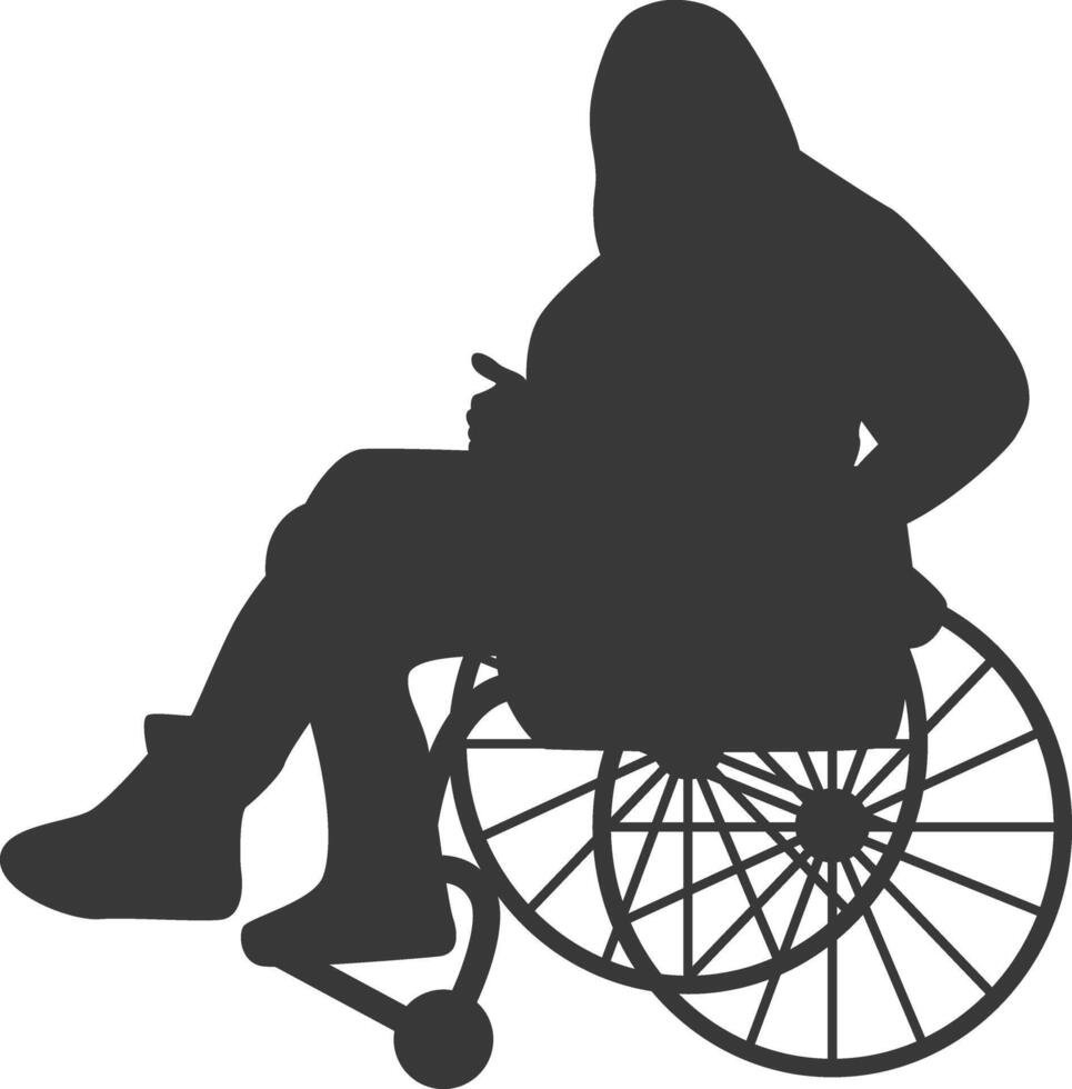 Silhouette of Disabled Person in Wheelchair, in Flat Design vector
